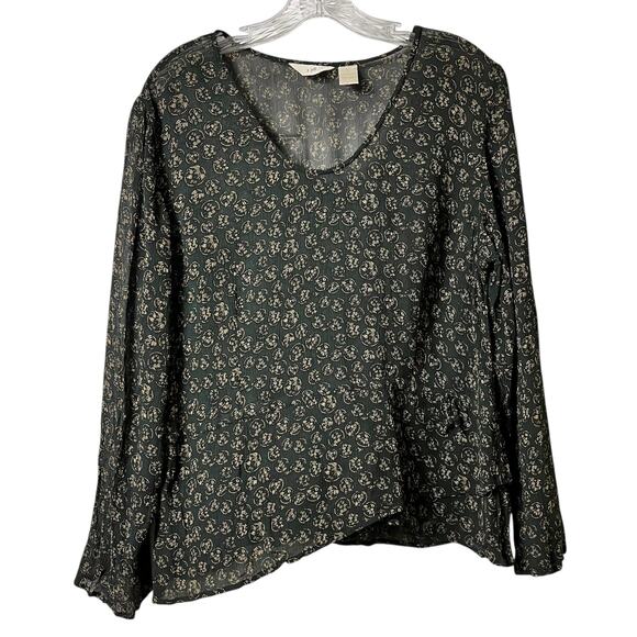 J Jill Tops - J Jill Long Sleeve Semi Sheer Peplum Style Top L (2651)
